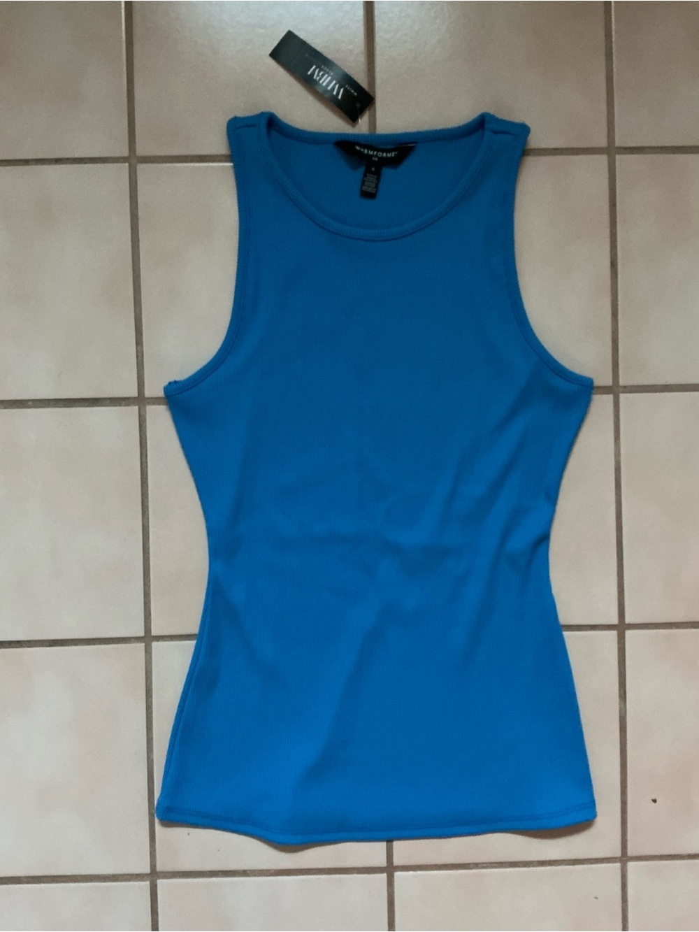 WHITE HOUSE BLACK MARKET FORME RIBBED TANK TOP Sz S NWT! Isla Blue